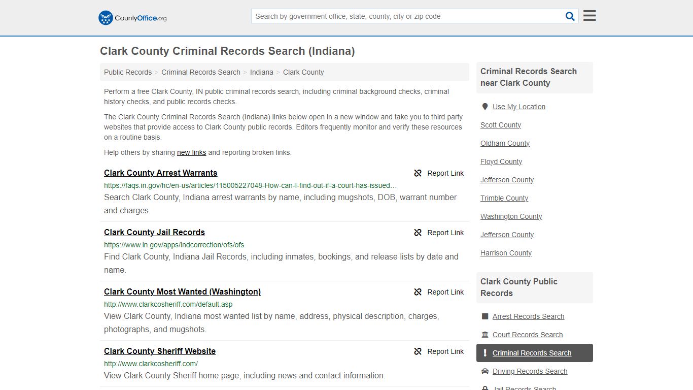 Criminal Records Search - Clark County, IN (Arrests, Jails & Most ...